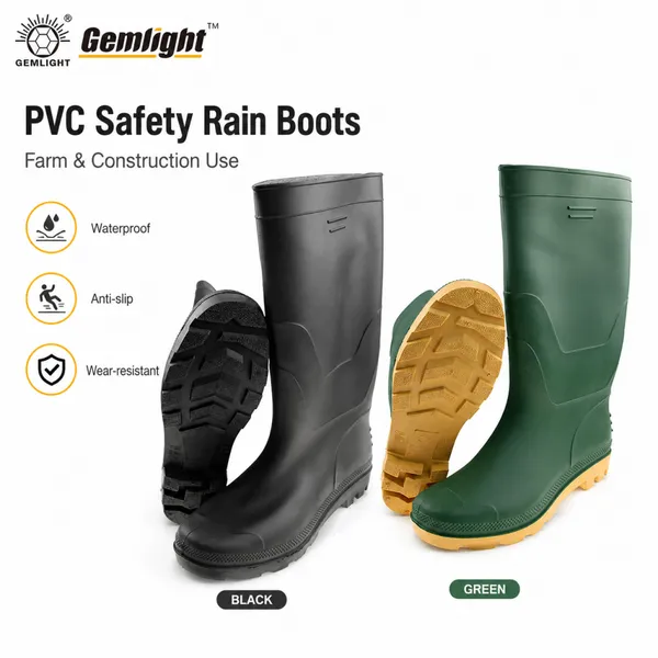 Waterproof PVC Safety Rain Boots Anti Slip Work Gumboots for Farm Construction Industry Wholesale photo-5