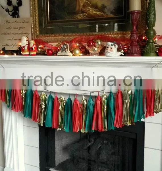 New Years Eve Decoration Handmade TISSUE PAPER TASSEL GARLAND Quality Choice photo-5