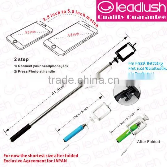 Selfie Stick With Cable, Mini Size, Folding Head