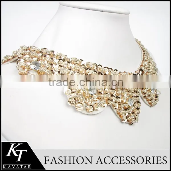2015 New Arrivel Product! Bowknot Decorate Coller Necklace Crystal Rhinestone Beaded Lady Dress Accessory Necklace Collar Lace photo-3