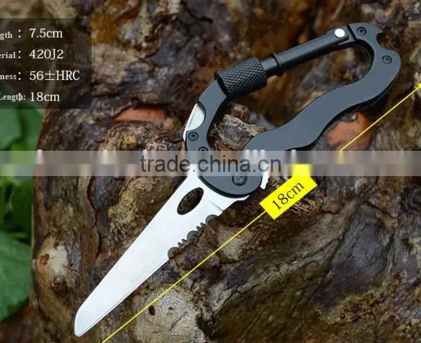 Outdoor Black Multipul-purpose Aluminum Alloy Snap Hook, Aluminum Carabiner With Screw ,with Knife ,with Bottle Opener photo-3