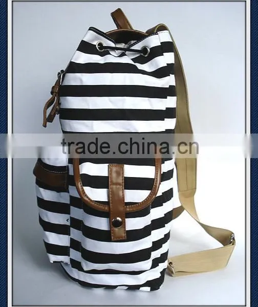 Printed Canvas Backpack Bag With pu Trim photo-5