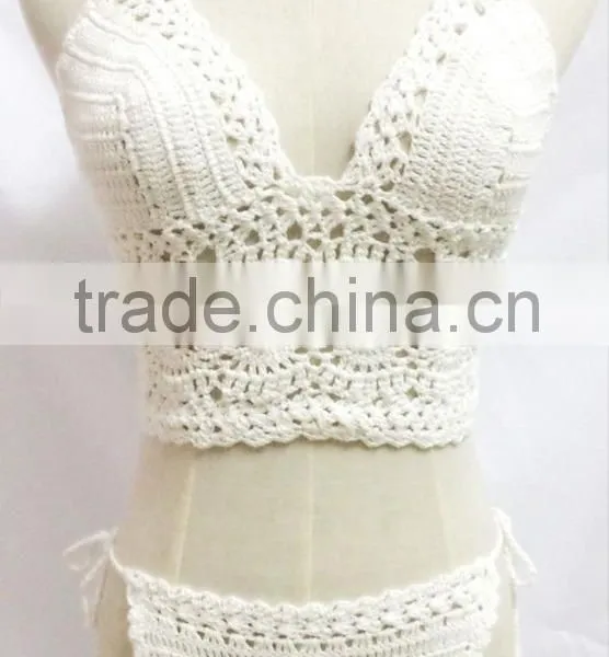 New Design Crochet Halter Top Bikini,Flower Bikini Swimwear