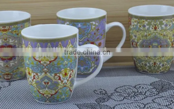 11OZ Whorl Design Full Decal Print Coffee Cups, Shiny Surface New Bone China Mug, KL8009-297 photo-3