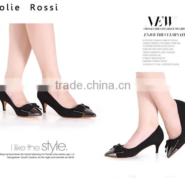 Office Lady Black Fabric Shoes Steel Toe Low Heel Pumps Shoes for 2016 photo-4
