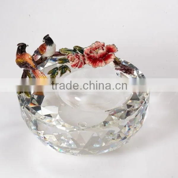 Crystal Ash Tray RORO Art-crystal & Enamel R-7625G photo-3