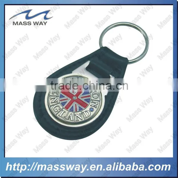 Blank Promotion Hot Sale Metal Zinc Alloy Brown Leather Keychain photo-3
