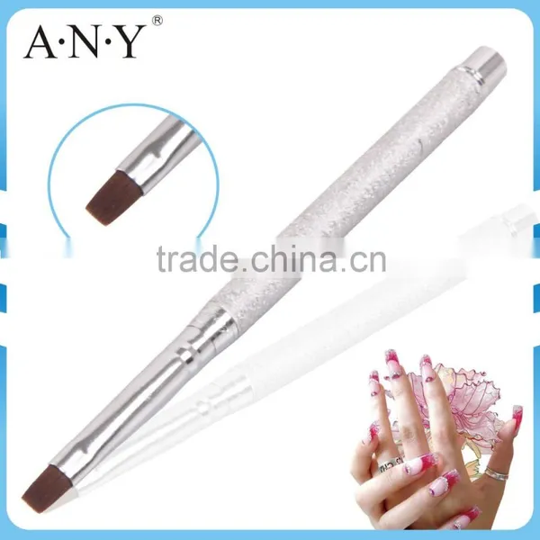 ANY Nail Art Beauty Care Metal Handle Flat Head Nail Brush UV Gel Nails
