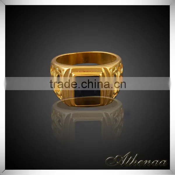 ATHENAA Good Quality Brass Hot Selling Handsome Men's Ring 18k Gold Jewelry Wholesale photo-2