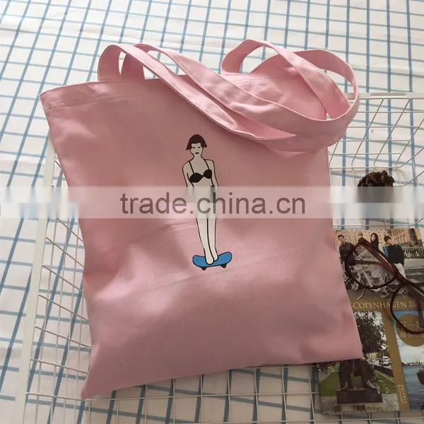 Custom Canvas Pink Printed Bag Shopping Cheap Wholesale photo-4