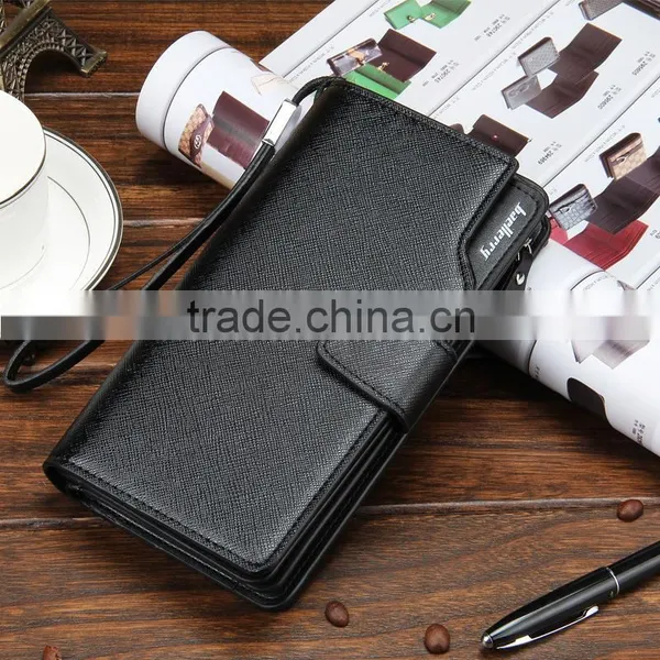 Multifunctional Mens Long Wallet 3 Fold Wallet Crocodile Leather Wallet