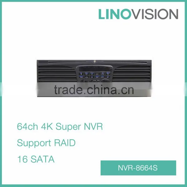 Professional 64CH 3U H.265 RAID 4K Super NVR, Support HDD Hot Swap