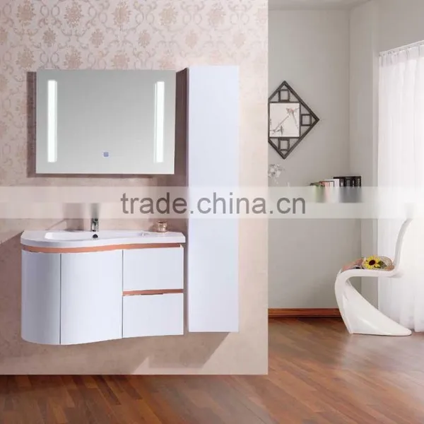 Modern Bathroom Cabinet With LED Mirror , Long Side Cabinet,modern Design Bathroom Cabinet
