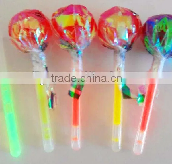 Fancy Lollipop Candy With Glow Stick / Assorted Flavour Fluorescent Lollipop photo-3