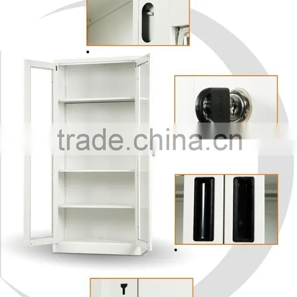 Modern Steel Bookcase Cabinet With 2 Swing Glass Door photo-4