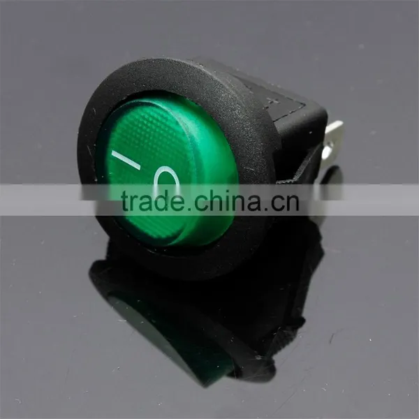 Green Neon 3 Pin 4.8mm Terminals 12V 16A Universal LED Illuminated Car Button Lights ON/OFF Round Rocker Switch Dash Boat Van photo-2