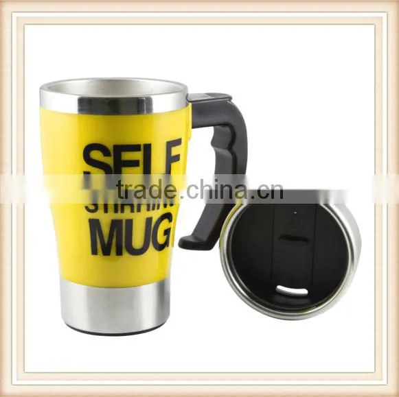 Stainless Lazy Self Stirring Mug Auto Mixing Tea Coffee Cup Home Gifts Yellow photo-2