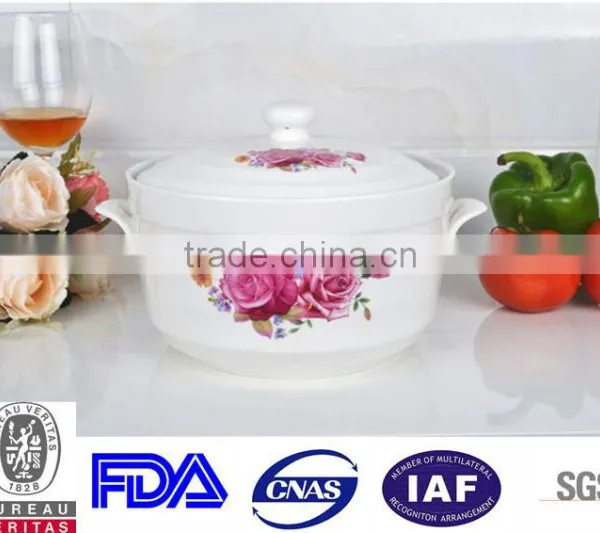 8" Porcelain Microwave Cooking Pot With Porcelain Lid photo-2