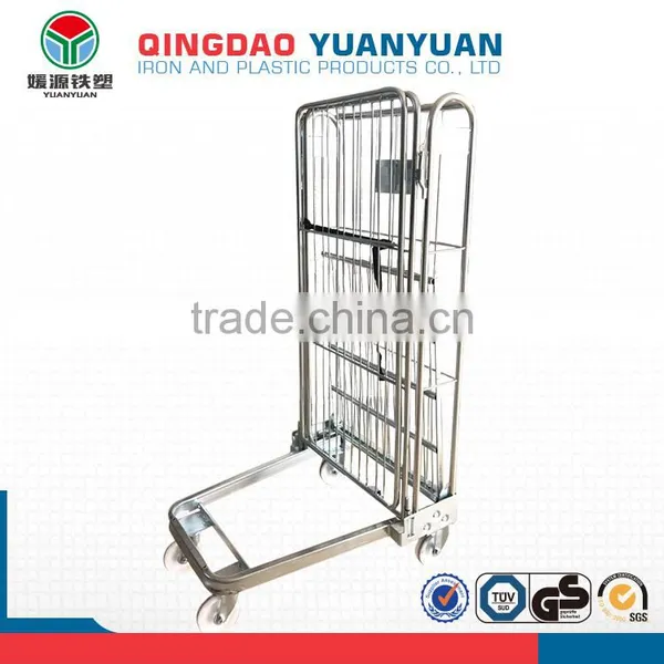 Wholesale 3 Sided Logistics Roll Pallet Trolley Metal Storage Container Rolling Cage Cart photo-2