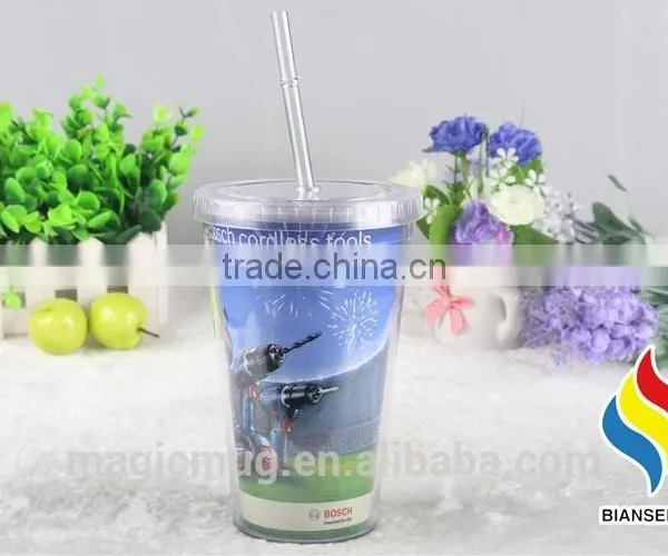 Wholesale Double Wall 24oz Plastic Tumbler With Straw Drinking photo-2