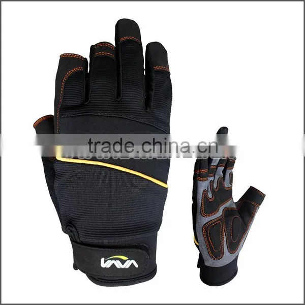 3-Cut Fingers Anti-vibration Mechanics Glove, Open Finger Gloves