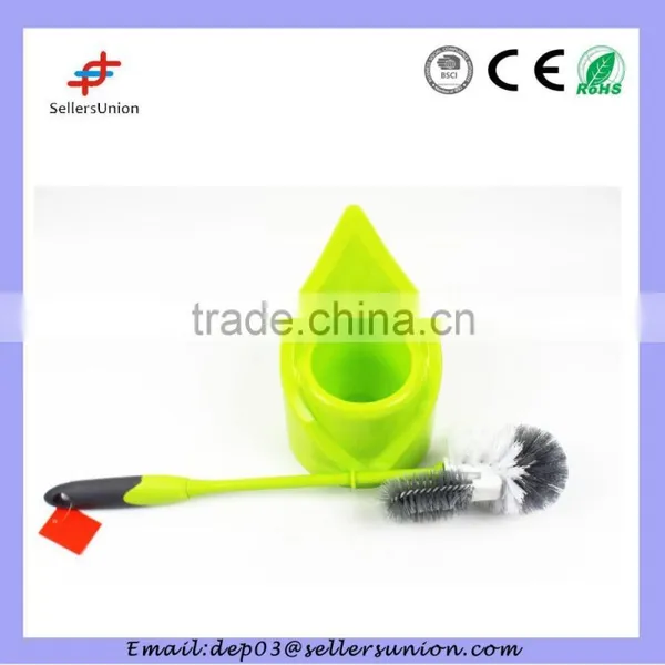 Amphibious toilet brush with plastic handle