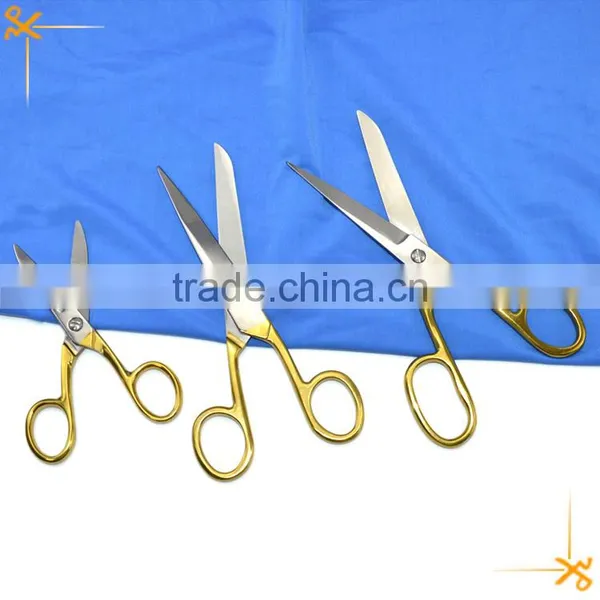 Full Stainless Steel Scissors With Gold-plating Handle photo-2
