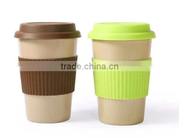 Organic Natural Rice Husk Mug and Cups With Silicone Lid+sleeve photo-3