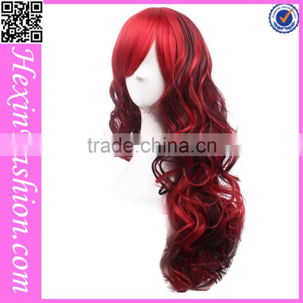 Newest Red Mixed Black Body Wave Cosplay Wig Wholesale photo-4