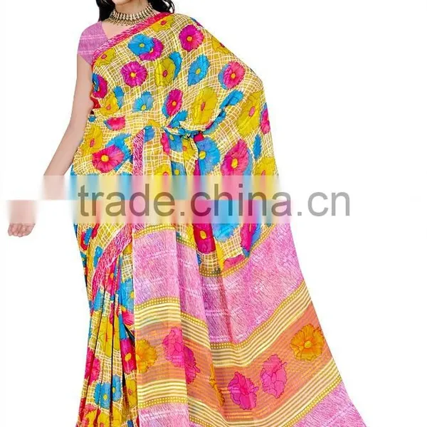 FnU Printed Designer Glamour Saree With Blouse photo-3