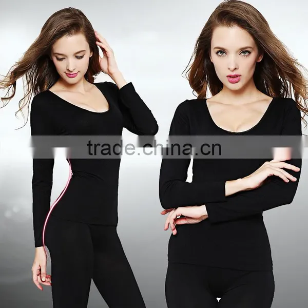 New Arrival 2016 Sexy Ladies Thermal Underwears Seamless Antibacterial Warm Long Johns Women Body Shaped Underwear Sets photo-3