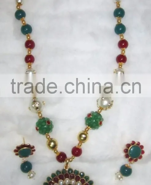 Gold Plated Pearl Beads Pendant Necklace EARRING Set photo-2