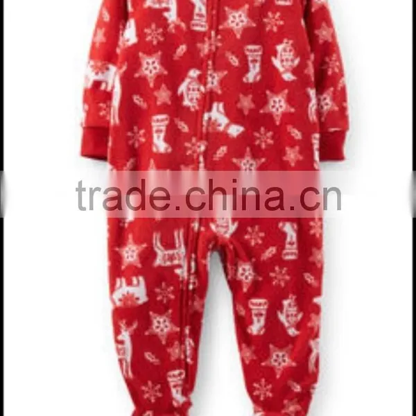 TinaLuLing 100% Cotton Unisex Red Winter One Piece Sleepwear Kids Footed Pajamas photo-2