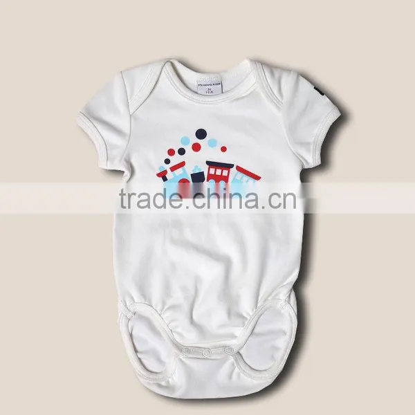 2014 Baby Rompers 100% Cotton Snap Cartoon Train Printing Rompers