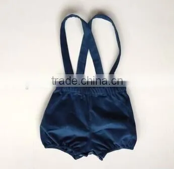 Boutique Blue Suspender Shorts Button Design Baby Boys Wearing Panties photo-2