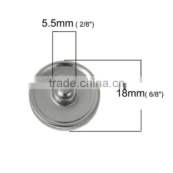 18mm Resin Fit Snap Button Bracelets Round Silver Tone At Random Flower Pattern , Knob Size: 5.5mm photo-2