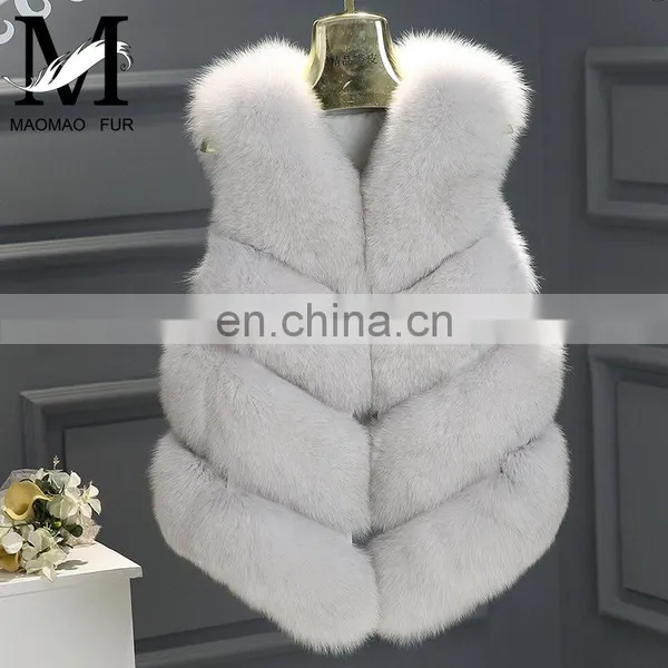 Women's 100% Real Genuine Fox Fur Sleeveless Vest Waistcoat Fur Gilet photo-4