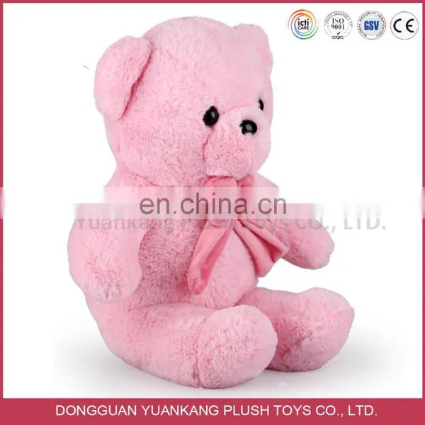 Cuddly Pink Stuffed Bear Soft Plush Teddy Toy With Knitted Bowtie photo-3