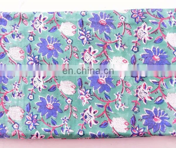 Indian 2017 Hand Block 100% Cotton Fabric Crafting Dressmaking Sewing Fabric By Meter Natural Vegetable Print Fabric photo-2