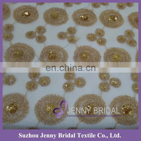 TR019A Jenny Bridal Gold Sequin Embroidered Wedding Table Runners photo-4