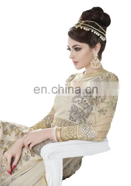 2017 Wedding Engagement Wear Anarkali Net Gown ( Heavy Embroidery Work Semi-Stitched Dress Material ) photo-3