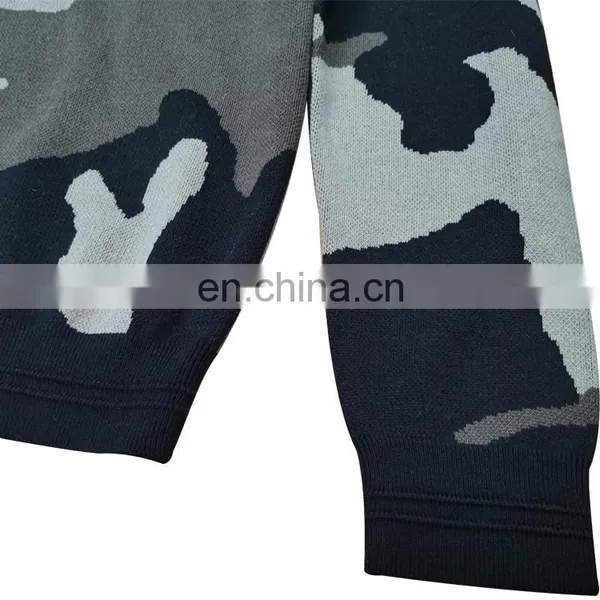 DiZNEW Wholesale Custom 100% Cotton Camo Sweaters O-neck Sweater Men photo-3