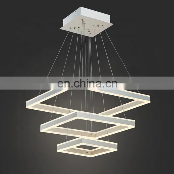 Modern Decorative Home Square Shape Big Led Acrylic Chandelier Lights With Double Face Light photo-3