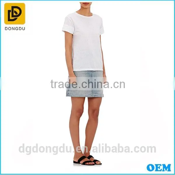 Wholesales China Casual 100% Cotton Custom White Simple Lady T Shirt photo-2