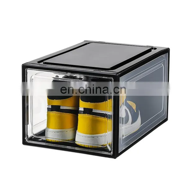 Premium Clear Transparent Plastic Sneaker Shoe Storage Box Foldable Stackable Shoe Rack Jordan Shoes Case Display Container