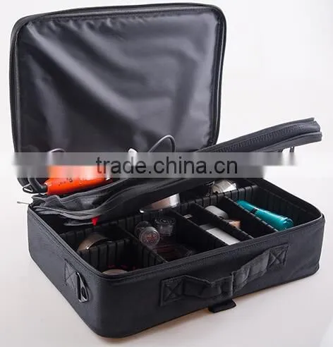 Hard Shell Professional Polyester Makeup Case,black Nylon Beauty Train Case Bag,cosmetic Travel Carry Case Bag photo-3