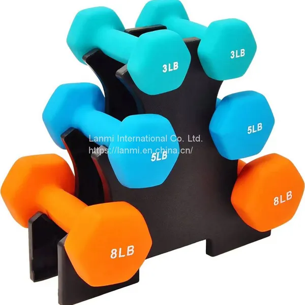 colorful Neoprene Vinyl Coated dipped anti slip Hexagonal Dumbbells hand Free Weights cast Iron Hex Dumbbell for gym fitness strength training Workout