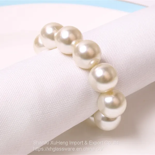 New Hot Sale Pearl Beaded Napkin Ring Wedding Party Banquet Table Decoration photo-3
