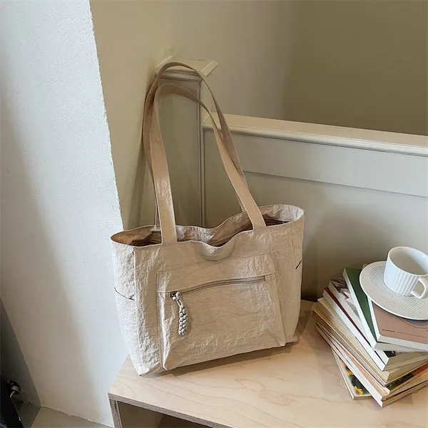 Single Shoulder Women's Cloth Bag, Large Capacity, Lazy Style, Fashionable Shopping Bag, Commuting Simple Nylon Cloth Women's Bag, Cloth Bag photo-4
