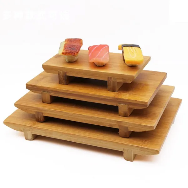 Japanese Style Tableware Bamboo Sushi Board Cutting Tray Sashimi Sushi Bamboo Serving Geta Plates